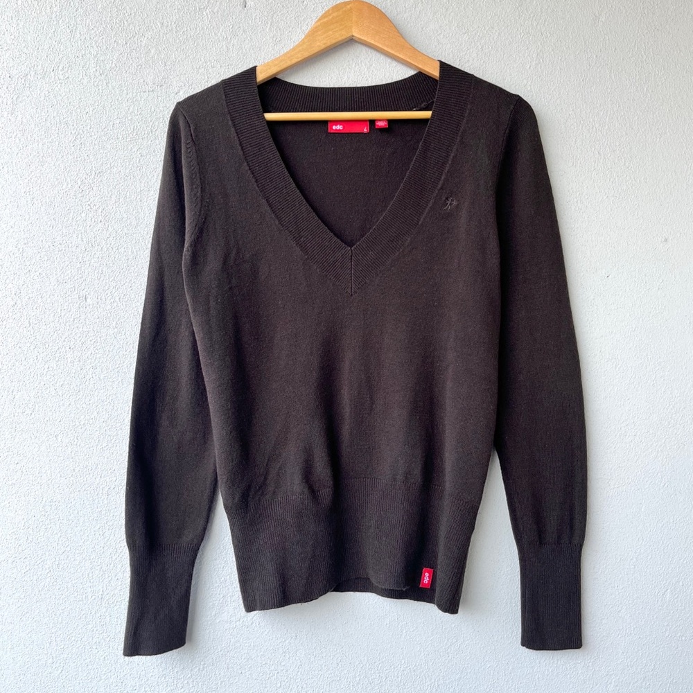Esprit Dark Brown V-Neck Sweater